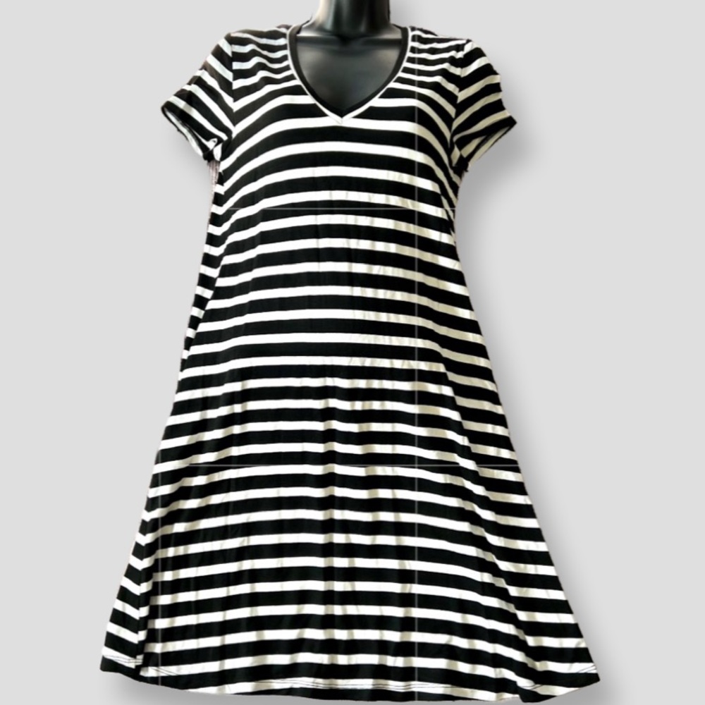 Karen Karen Black White Stripe Short Sleeve Dress Size XS